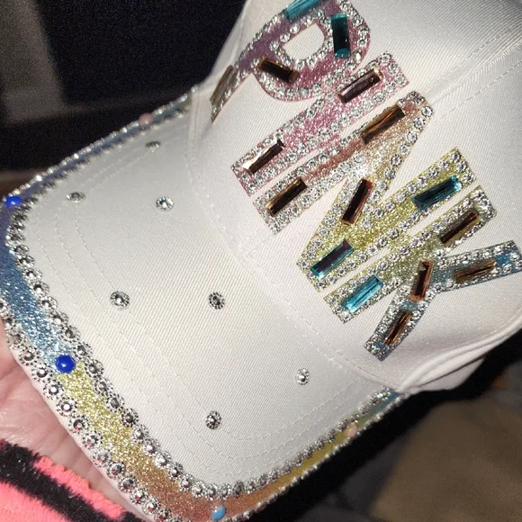 PINK Victoria's Secret White Cap with Colorful Embellishments - Picture 7 of 7